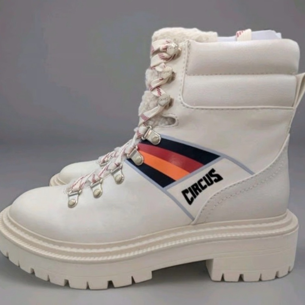 NWOB circus by Sam Edelman White Boots with Multicolor Stripes - Picture 2 of 7